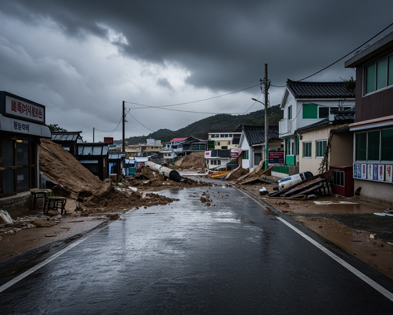 Aftermath of heavy rain in South Korea