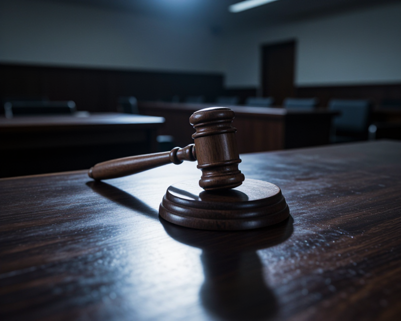 Dark courtroom atmosphere