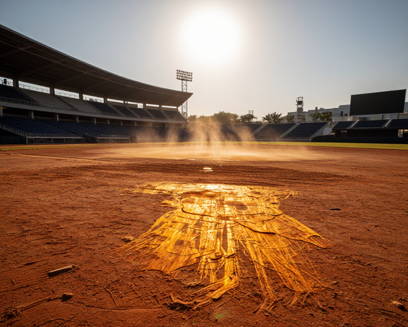 Empty Baseball Stadium in Heatwave