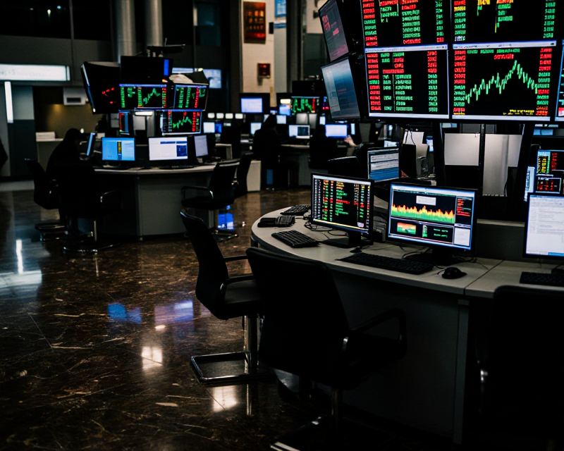 Empty Trading Floor at Night