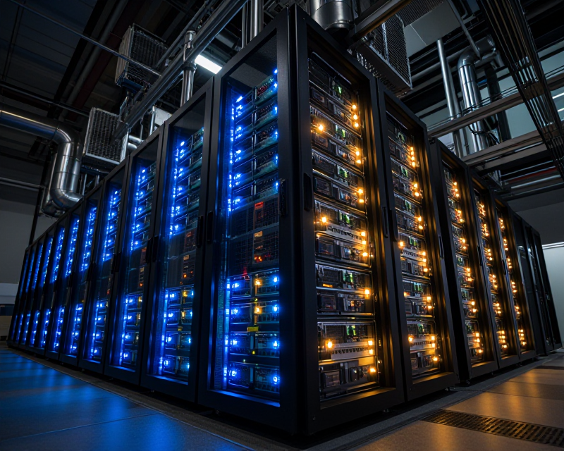 High-tech AI Data Center Atmosphere
