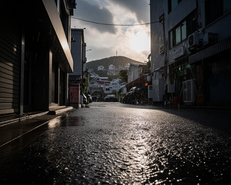 Contrast of Rain and Sun in Korea